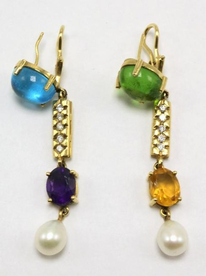 18Kt Semi-Precious Gemstone & Diamond Earrings
