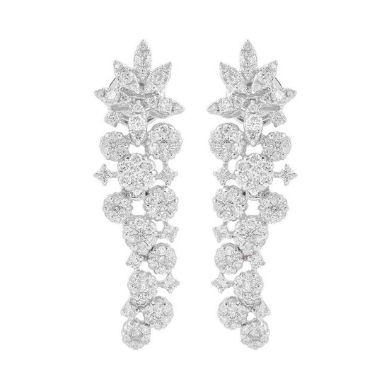 18k White Gold Stud Earrings HI/SI Diamond Jewelry