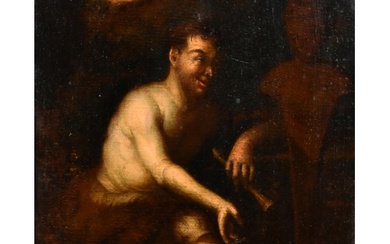 18th Century Dutch School. A Figure with a Flute, Oil on pan...