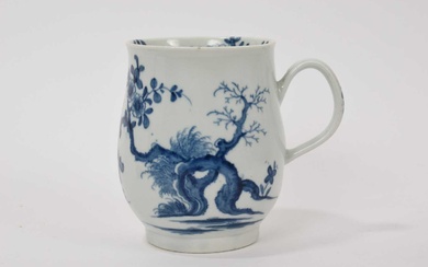 18th century Worcester blue and white bell-shaped mug