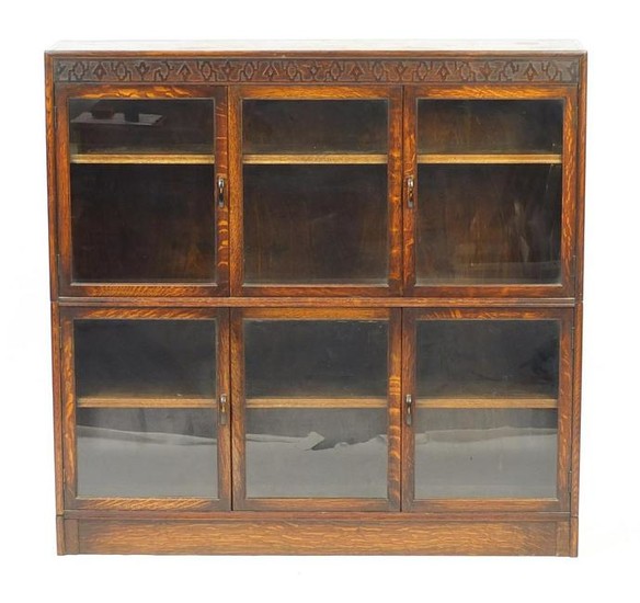 1920's oak sectional bookcase by Gumm with four doors