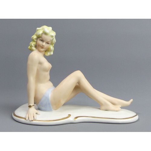 1950's German porcelain Bathing Belle figurine. 20.5 x 14.5 ...