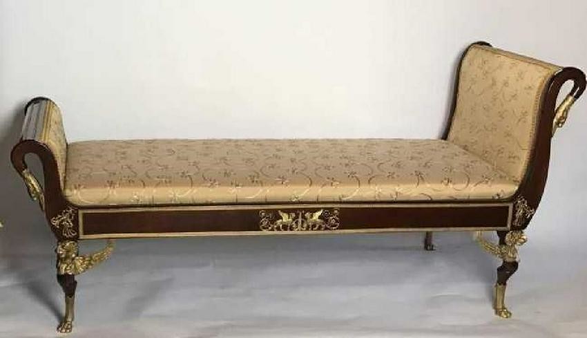 19TH C. EMPIRE STYLE ORMOLU MOUNTED DAYBED