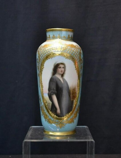 19th C. Royal Vienna "Ruth" Porcelain Vase