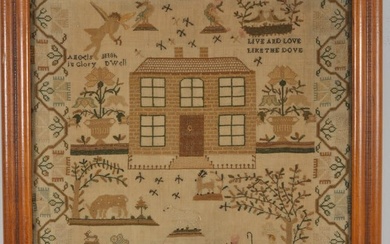 19th century American needlework sampler. Sarah Smith Finished 11th Year of her Age in 182...? A