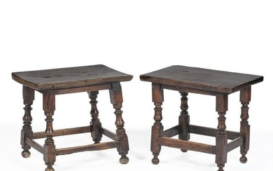 2 17th century Venetian walnut stools