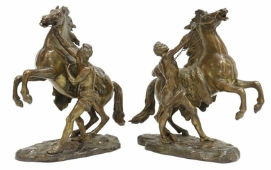 (2) AFTER COUSTOU MARLY HORSE BRONZE SCULPTURES