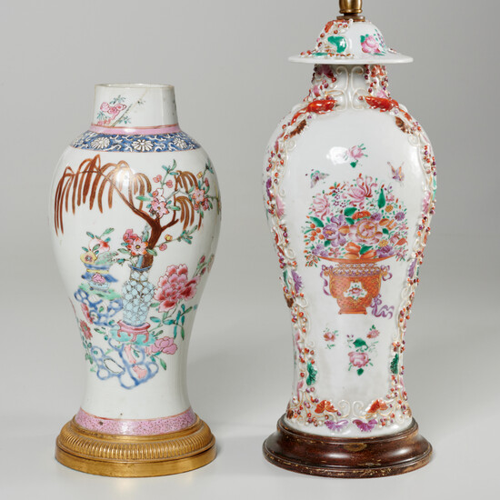 (2) Chinese Export polychrome porcelain jars
