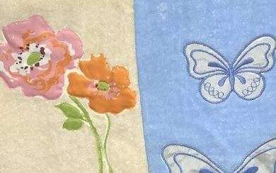 2 Sets New Cotton Towels, Butterfly & Flower