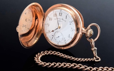 2 Various pieces: RG 585 three cover pocket watch "Non Magnetic Watch & Co of America", lever escapement, 3/4 plate, white enamel dial with Arabic numerals and minute indices, small second at 6, mineral glass, Breguet pointer, monogrammed on outer...