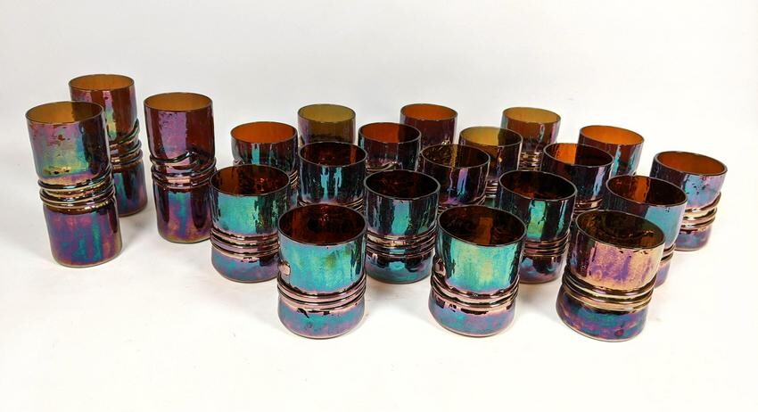 21pcs ESTEBAN PRIETO Art Glass Tumblers. Colorful glas