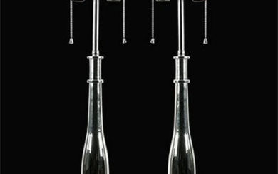 A Pair of Chrome Plated Table Lamps.