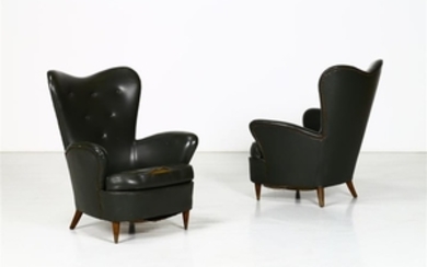 GIO' PONTI Attributed Pair of armchairs.