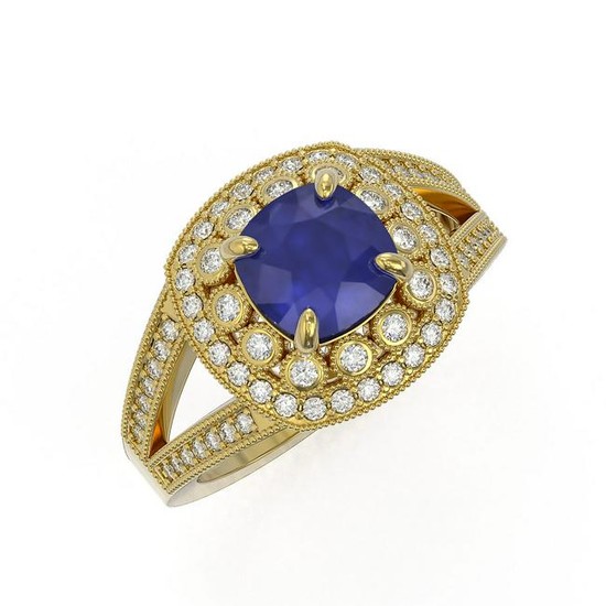 2.69 ctw Certified Sapphire & Diamond Victorian Ring