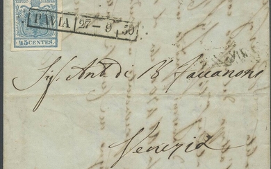 27.09.1850, lettera da Pavia per Venezia affrancata con un 45c....