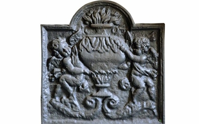 Dated 19th century, cast iron fireback in the form…