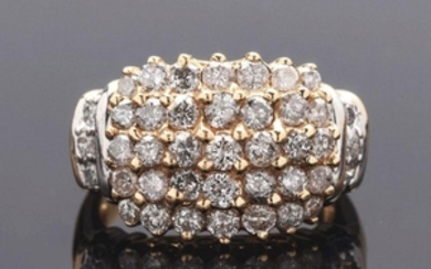 14K Yellow Gold Diamond Cluster Ring.