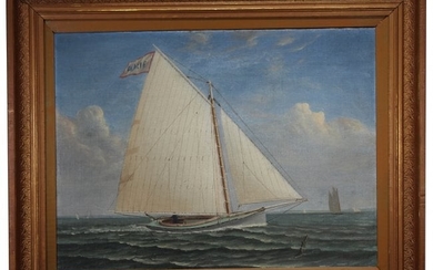 1884 American School Yachting Scene. Signed