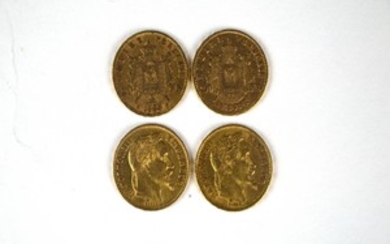 4x 20 Francs Or Napoléon III tête laurée
