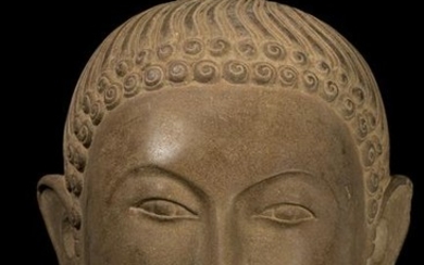 7th Century Style Khmer Stone Buddha Head