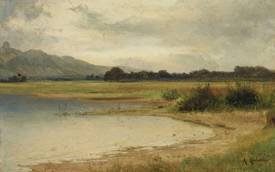 ALEXANDRE CALAME (1810-1864), Bords du lac de Thoune, um 1849 (Blick vom Ufer des Thunersees Richtung Stockhornkette)