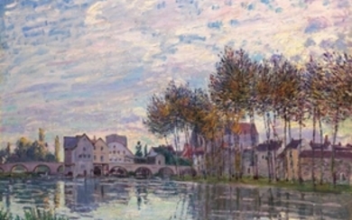 Alfred Sisley (1839-1899), Moret au coucher du soleil, octobre