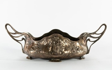 An Art Nouveau bowl with stylised handles to each end
