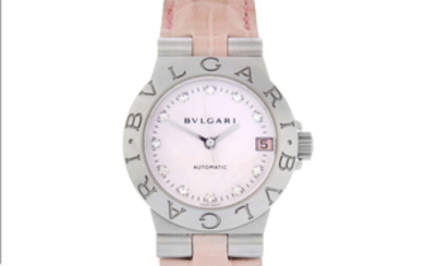 BULGARI - a lady's stainless steel Diagono wrist watch.