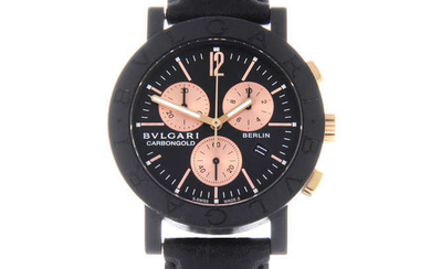 BULGARI - a limited edition gentleman's bi-material CarbonGold Berlin chronograph wrist watch.