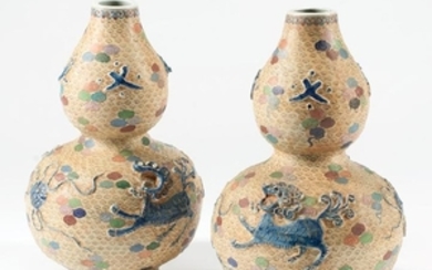 Chinese Cloisonné Over Porcelain Vases