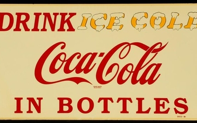 A CIRCA 1948 TIN COCA-COLA ADVERTISING SIGN