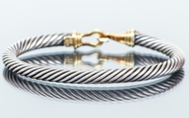 David Yurman 14 K and Sterling Cable Bracelet