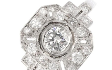 A diamond cluster ring. The brilliant-cut diamond
