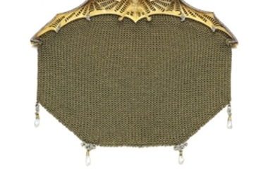 Emerald, pearl and diamond evening bag, Lacloche Frères, circa 1905