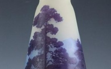 Emile Galle 1846-1904 Purple Cameo Landscape Vase