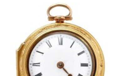 A gold pair cased open face pocket watch, the inner