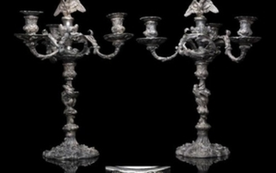 An impressive pair of Regency silver four-light