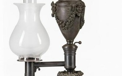 J & I Cox Patinated Bronze Argand Lamp