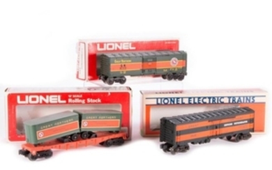 Lionel O GN 6-9772 Boxcar, GN 6-19505 Reefer, 6-9282 GN Flat