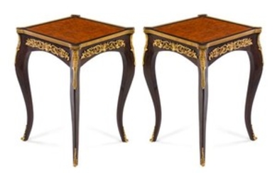 A Pair of Louis XV Style Gilt Bronze Mounted Tables