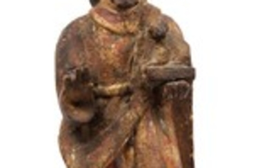 * A Mexican Painted and Carved Wood Figure of Saint John the Baptist