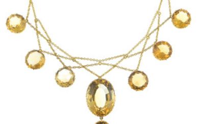 MRS. NEWMAN - a late Victorian 18ct gold citrine necklace. View more details