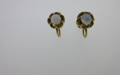 A pair of opal screwback earrings