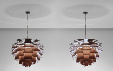Poul Henningsen, Pair of 'Artichoke' ceiling lights, designed for the Langelinie Pavilion restaurant, Copenhagen
