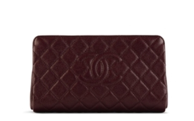 A RED MATELASSÉ CAVIAR LEATHER CLUTCH WITH SILVER HARDWARE, CHANEL, 2013-2014
