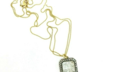 RENEE LEWIS Yellow Gold Ball Chain with Diamond Square