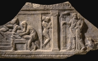 A Roman Terracotta Plaque with Brothel Scene, circa 1st Century A.D.