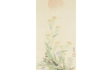 SAKAI HOITSU (1761-1828) TWO SCROLL PAINTINGS, "FLOWERS AND GRASSES...