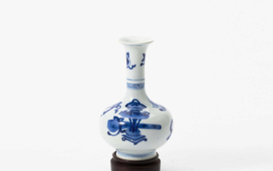 A small Chinese blue and white vase