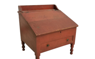 Small Red-painted Pine Tabletop Desk
